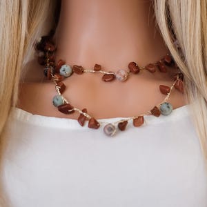 Jasper and Sunstone, Gemstones Necklace, Chakra Necklace. Personalized Gift, Stone Necklace Women, Mothers Day Gift, Top Quality Pendant,