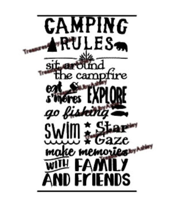 Camping Rules SVG Digital Download Etsy Canada