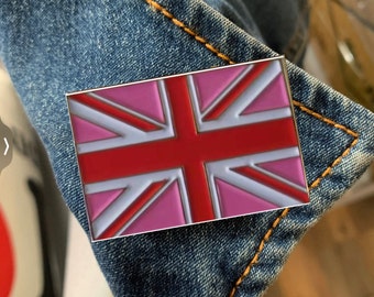 Pride badge   - Pride Union  Jack pin badge pink- jubilee badge - enamel badge pink Union Jack pin badge - enamel pride Union Jack