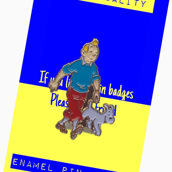 Tintin and snowy pin badge - full enamel pin badge - cartoon character great gift for Father’s Day high quality in stick