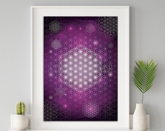 Flower of life print digital, wall décor, sacred geometry art, sacred geometry wall art digital print, sacred geometry print, download art