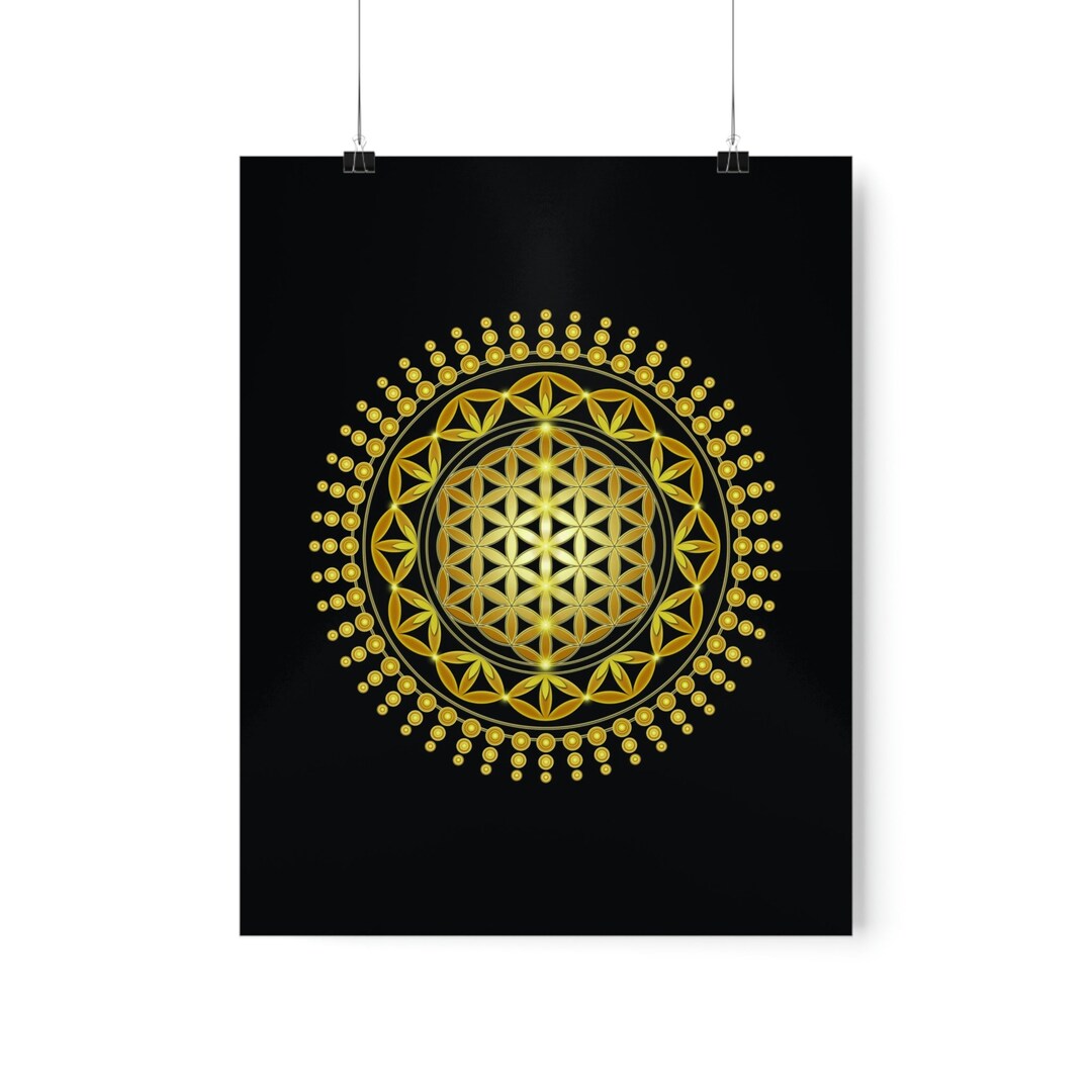 Flower of Life Wall Art Print | Black Background | Sacred Geometry ...