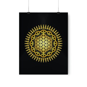 Flower of life wall art print | black background |  sacred geometry | wall art print | Premium Matte vertical posters