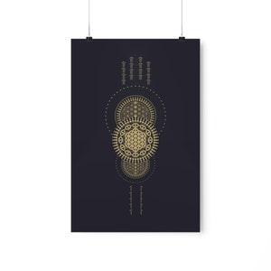 Flower of life wall art original design |  black background | sacred geometry | kabbalah | wall art print | Premium Matte vertical posters
