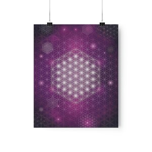 Purple Flower of life wall art |  sacred geometry | kabbalah | wall art print | Premium Matte vertical posters