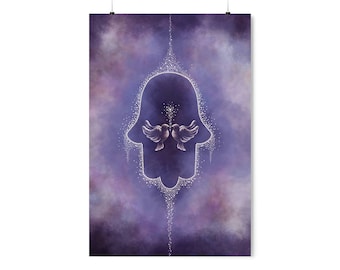 Hamsa - evil eye protection hand designed original print - peace - couple love protection - Premium Matte vertical posters