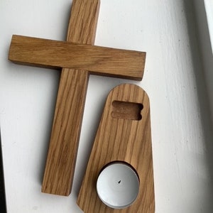 Christian cross with candle holder base image 4