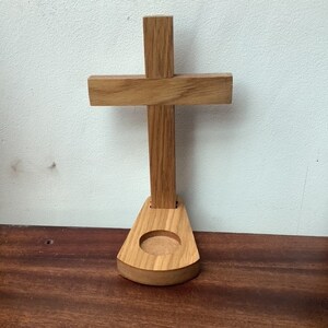 Christian cross with candle holder base image 3