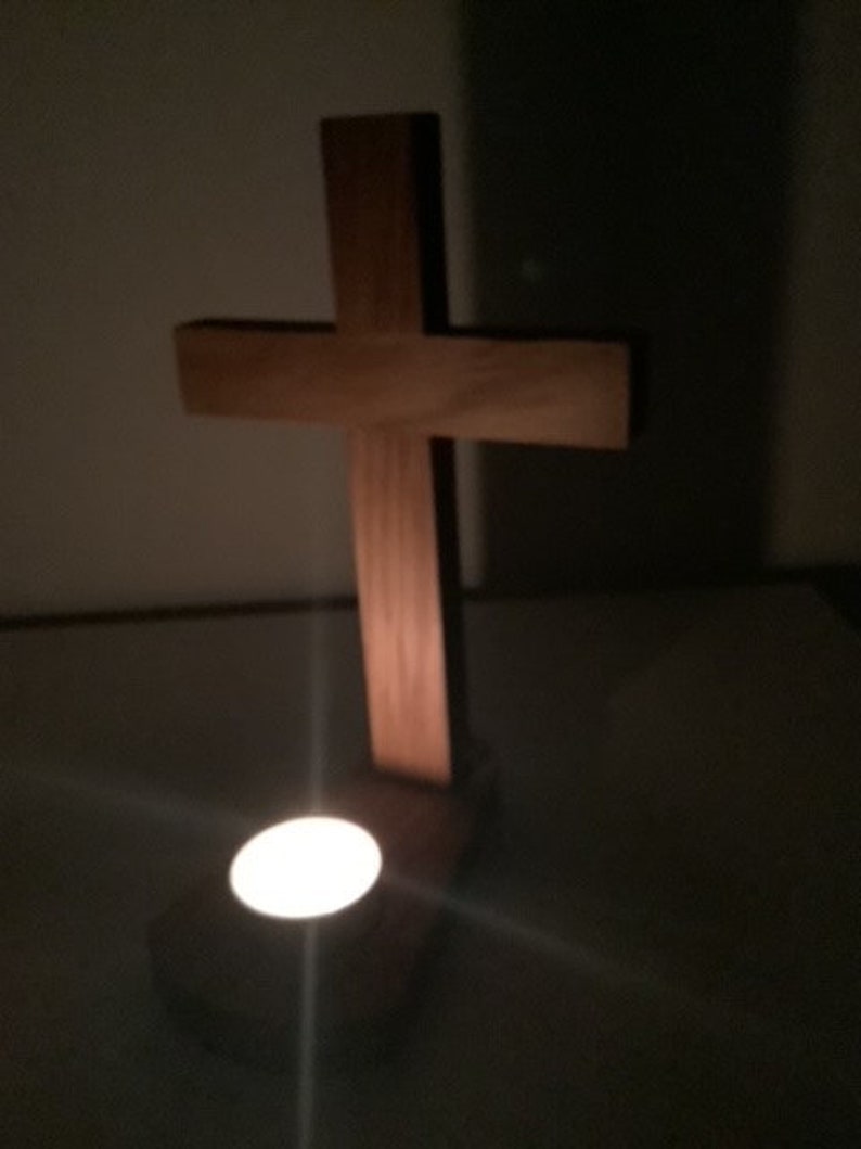 Christian cross with candle holder base image 6