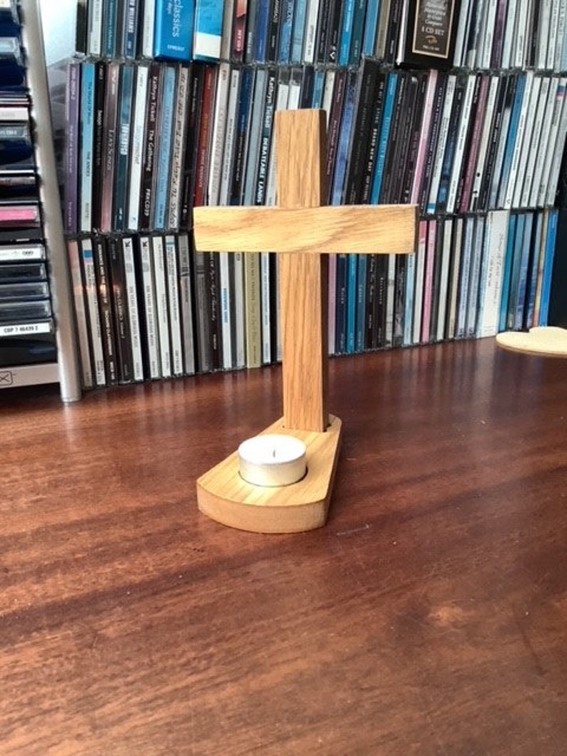 Christian cross with candle holder base image 5