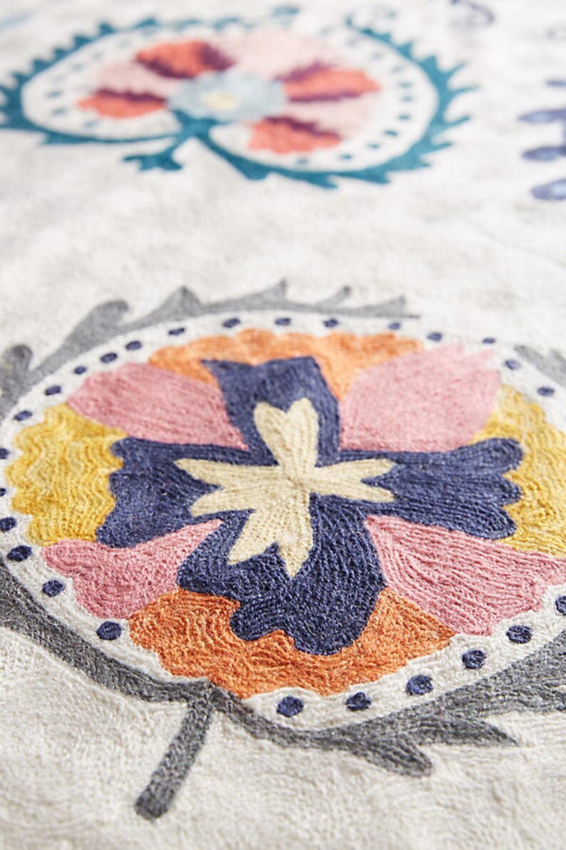 Free Shipping/ Rug Hand Made Hand Embroidered Floor Wall Rug/ Etsy