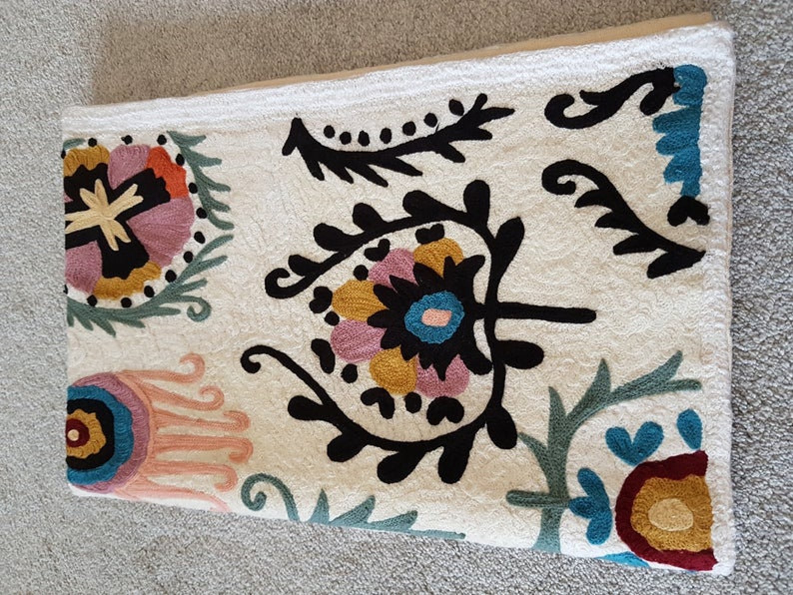 Rug Hand Made Hand Embroidered Floor Wall Rug/ Wool rug carpet Etsy