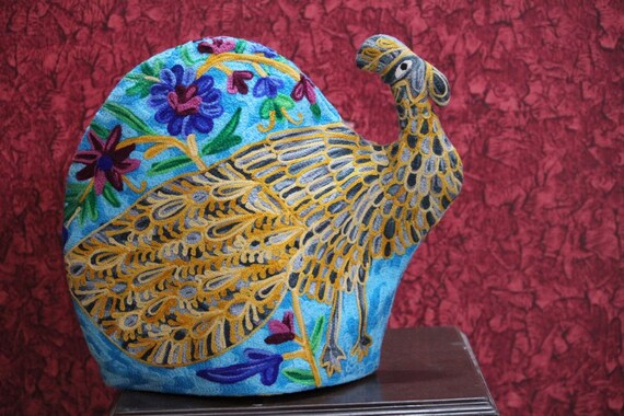Free shipping Peacock Quilted Tea CozyEmbroidered