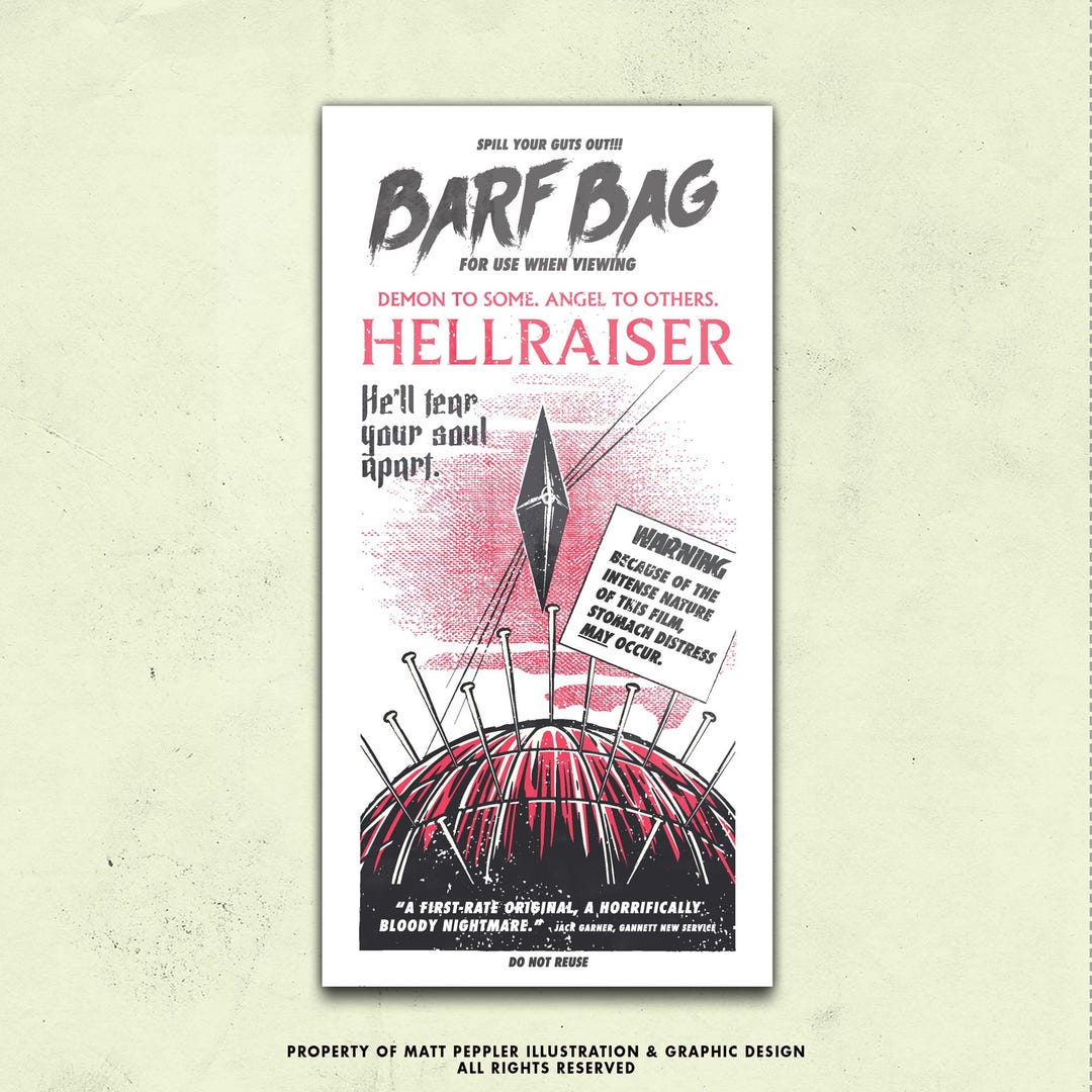 Hellraiser Barf Bag: Pinhead Horror Gag Gift, 80s Movie Collectible - Etsy