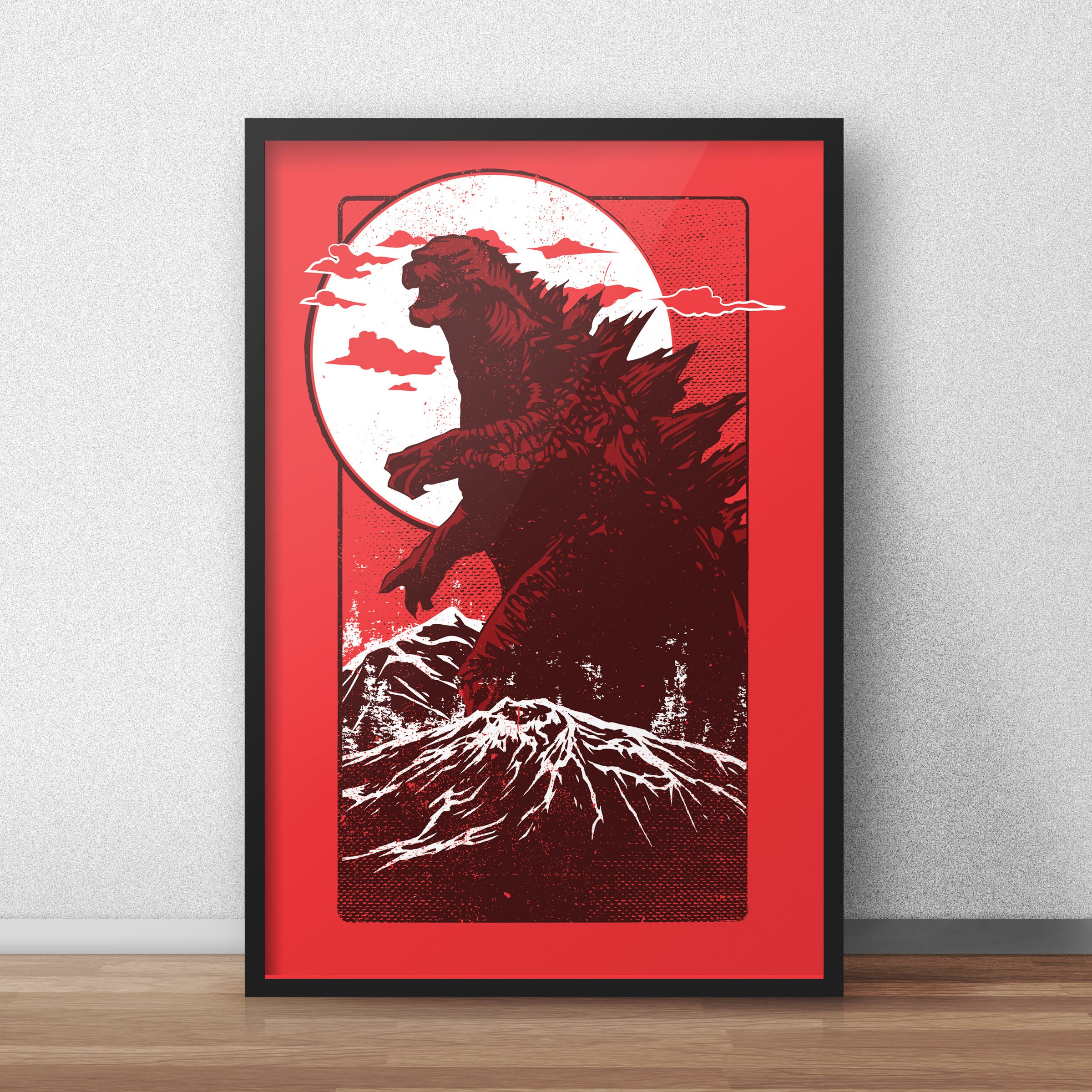 Vintage Godzilla Movie Poster: Retro Kaiju Sci-fi Art Print