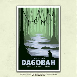 Dagobah Travel Poster – Vintage Star Wars Wall Art Print, Sci-Fi Swamp Planet Poster, Jedi Home Decor for Star Wars Fans