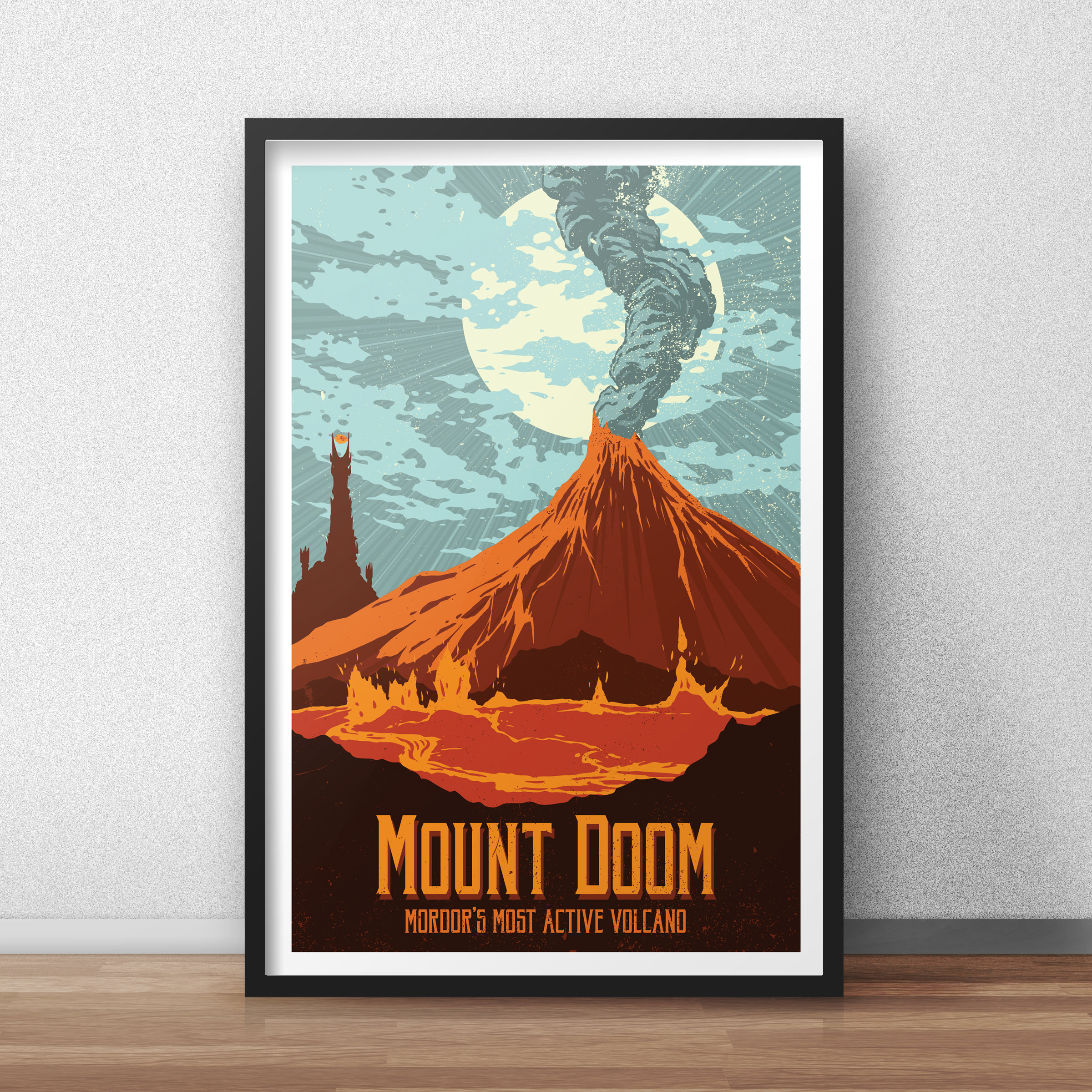 Mount Doom Travel Poster | Vintage Style Lord of the Rings Wall
