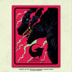Godzilla Minus One Alternative Movie Poster | Kaiju Wall Art Print | Japanese Monster Movie Poster | Retro Sci-Fi Horror Decor