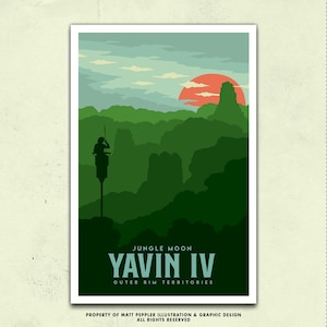 Yavin 4 Travel Poster – Vintage Star Wars Wall Art – Retro