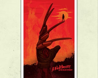 A Nightmare on Elm Street Alternative Movie Poster | Horror Wall Art | Freddy Krueger Retro Slasher Poster | Scary Home Decor