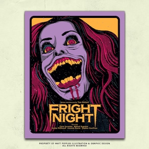 Fright Night Alternative Movie Poster | 80s Vampire Horror Art Print | Retro Horror Wall Decor
