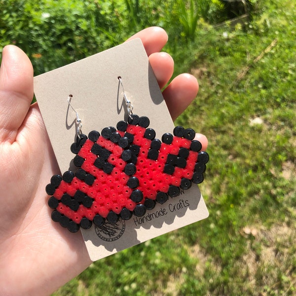 Hardcore Heart Perler Bead Earrings