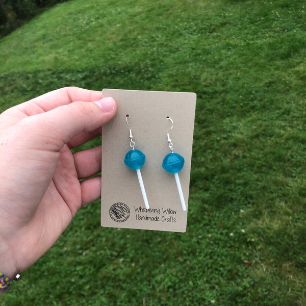 Blue Raspberry Lollipop Earrings
