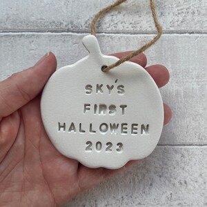Personalised First Halloween Pumpkin Decoration, 1st Halloween Keepsake, First Halloween Plaque, Halloween Decor, New Baby Gift, Photo Prop