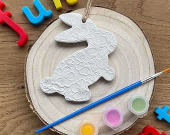 Spring Bunny Paint Your Own Clay Decoration, Children's Craft Kits, Cute Rabbit Decor, Party Bag Fillers, Craft Kits for Kids, Spring Gift