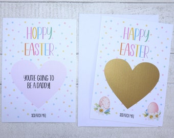 Personalised Easter Pregnancy Announcement Scratch Card, Fun Unique You're going to be a Daddy / Mummy Reveal, Promoted to Grandparents, A6.