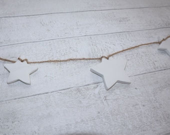 Christmas Star Garland, Clay Star Christmas Bunting, Christmas Gift, Christmas Ornaments, Rustic Christmas Decorations, Scandi Decor