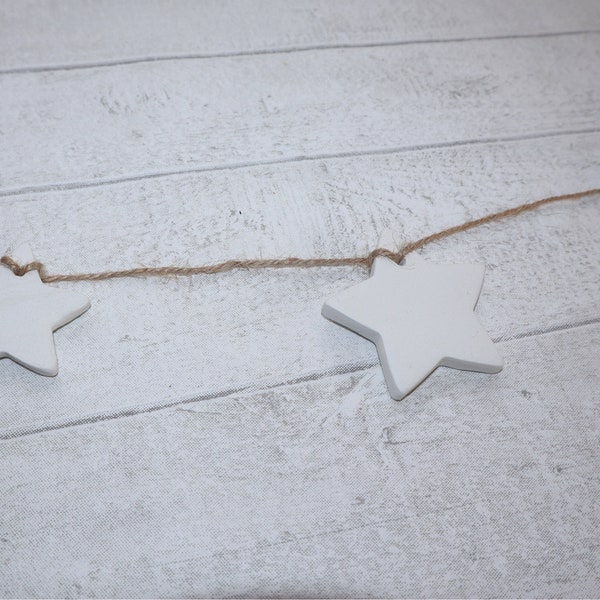 Christmas Star Garland, Clay Star Christmas Bunting, Christmas Gift, Christmas Ornaments, Rustic Christmas Decorations, Scandi Decor