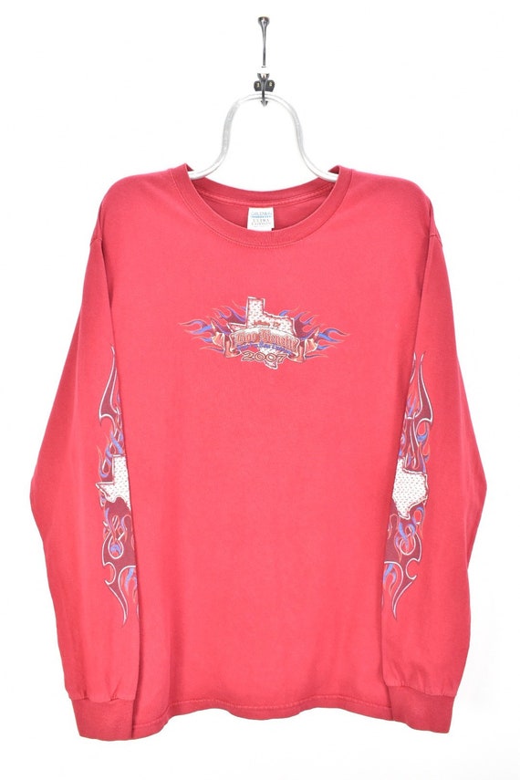 VINTAGE MOTORCYCLE RED long sleeve t-shirt | large