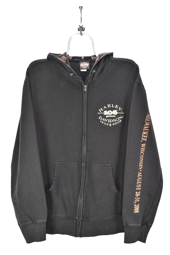 VINTAGE HARLEY DAVIDSON embroidered black hoodie |
