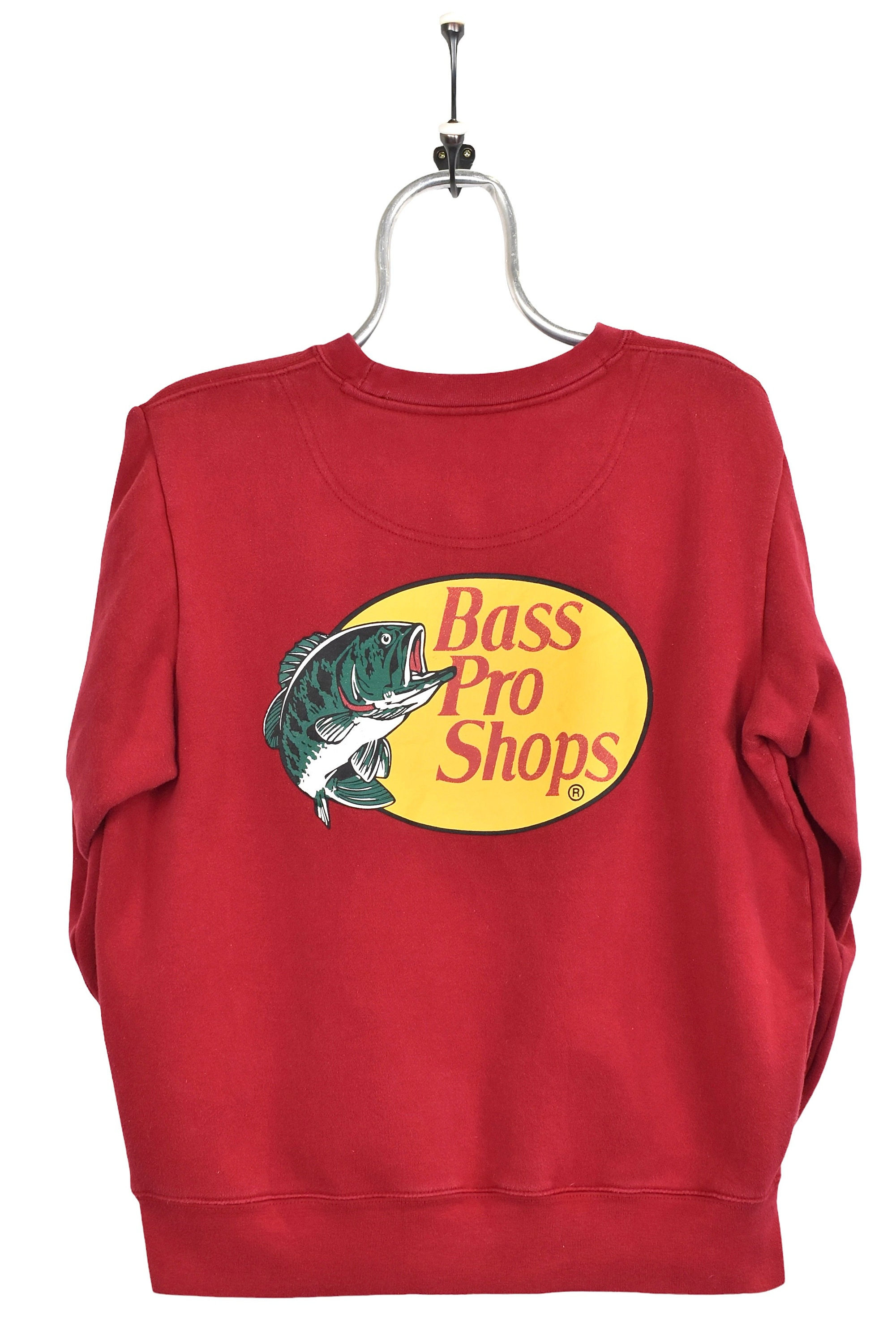 Vintage Bass Pro Shops Sweatshirt, 90s Streetwear Long Sleeve Red Graphic  Crewneck Sweater AU Small S 