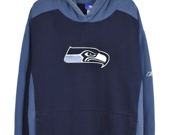 Vintage Seattle Seahawks Hoodie XXL, NFL navy besticktes Sweatshirt