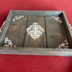 Shabby chic tray with handles/rustic tray with handles/serving tray with handles/ottoman tray with handles