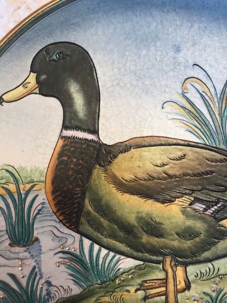Tiziano hand etched and painted in Italy The Mallard Duck by V
