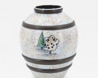 Boch Frères Keramis (Co.) Raymond Chevallier – Boch Frères Matte blue-grey cloudy glaze ceramic vase