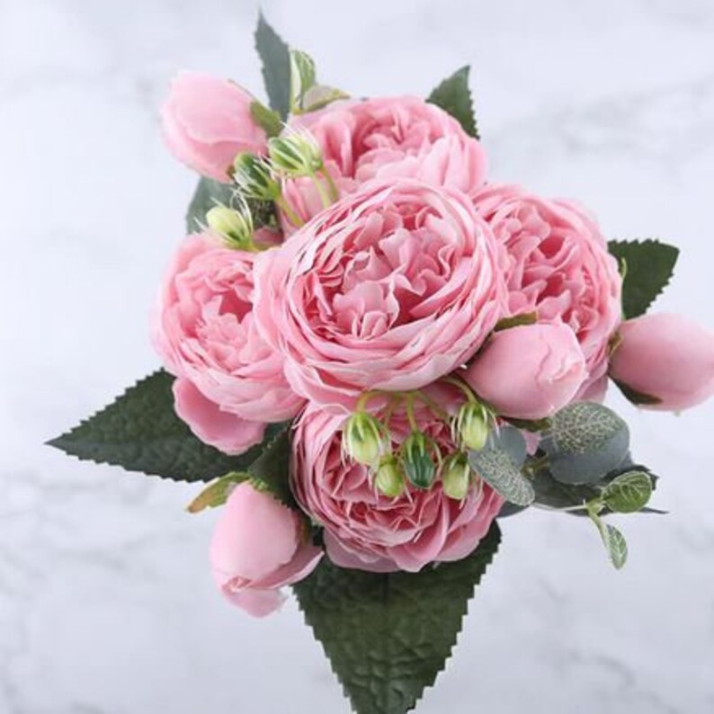 Pure Silk Peony Bouquet Artificial Flower Home Decor Etsy