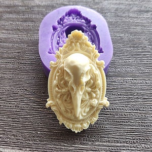 3D Crow Skull Mirror silicone mold, candle plaster silicone mold, cake mold, chocolate mold, decoration tools