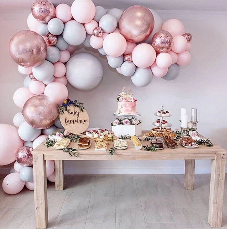 169PCS Macaron grey pink Balloons Garland Arch Kit for Baby Shower Birthday Wedding Party Decorations Anniversary