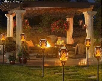 12LED 33LED Solar Flame Torch Light Waterproof Garden Decor Lamp Path Lighting Torch