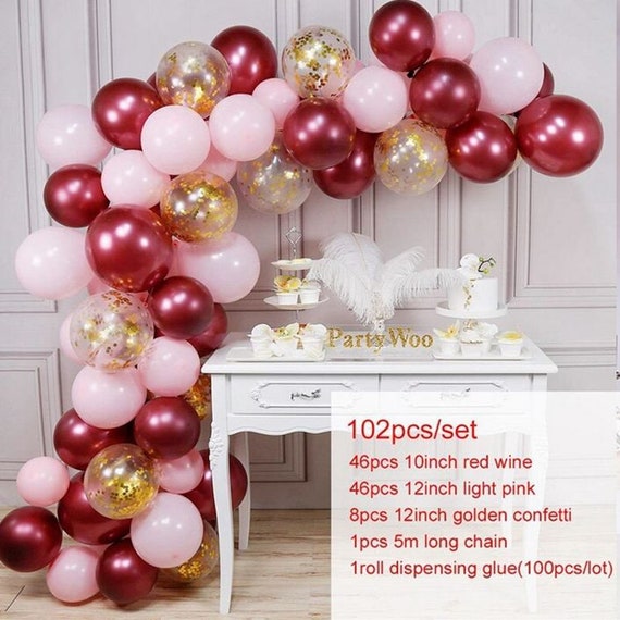PartyWoo Burgundy Black Balloons, Red and Black Balloons, Gold Black a
