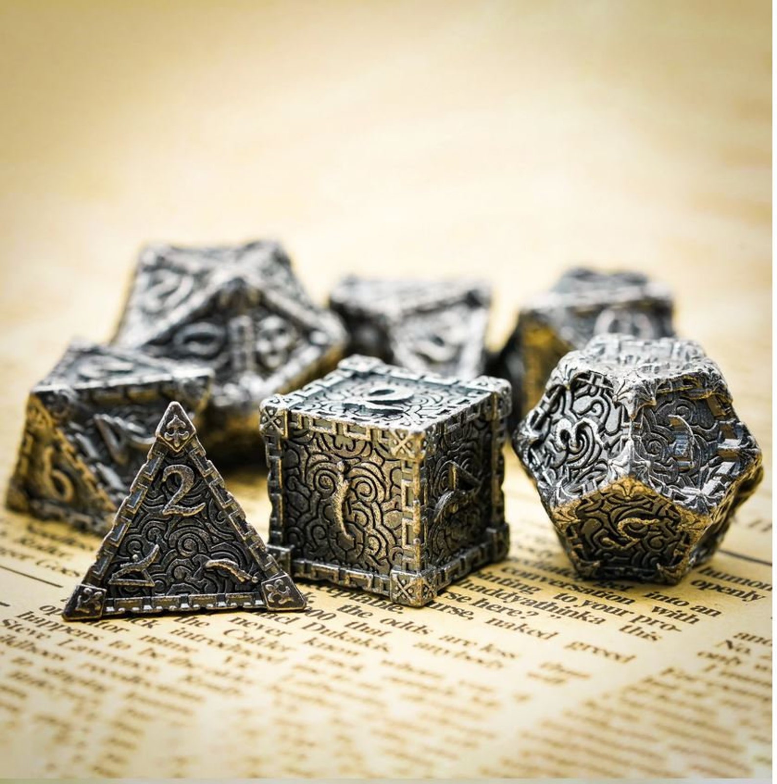 7pcs Dagger Metal Dnd Dice Set Raised Dice for Dungeons and Etsy