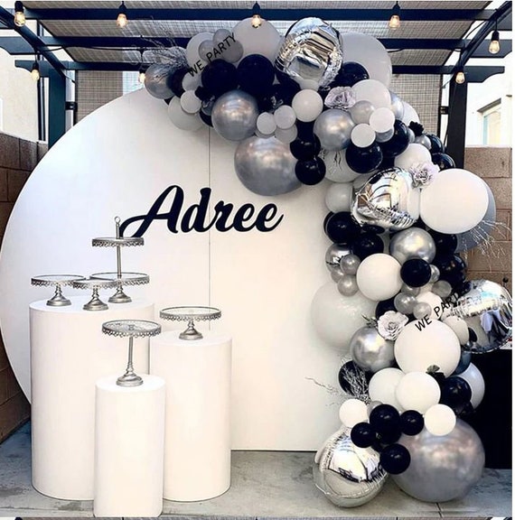 134PCS Silver Black Balloons Garland Arch Kit for Baby Shower Birthday  Wedding Party Decorations 