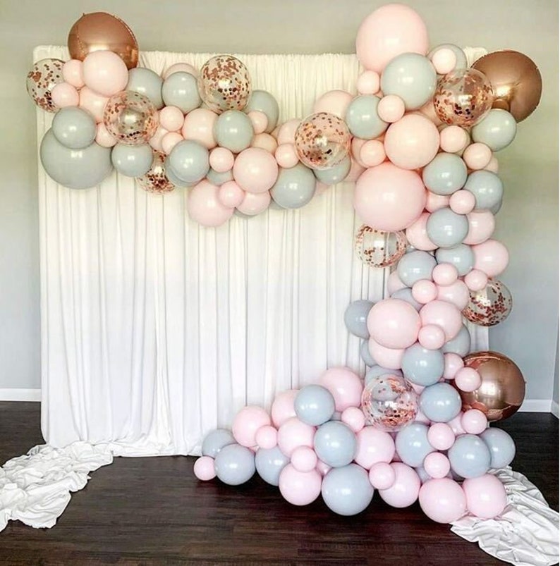 169PCS Macaron grey pink Balloons Garland Arch Kit for Baby Shower Birthday Wedding Party Decorations Anniversary