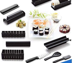 19 Piece Natural Sushi Making Kit, Tub Bowl and Sushi's Essentials Utensils  