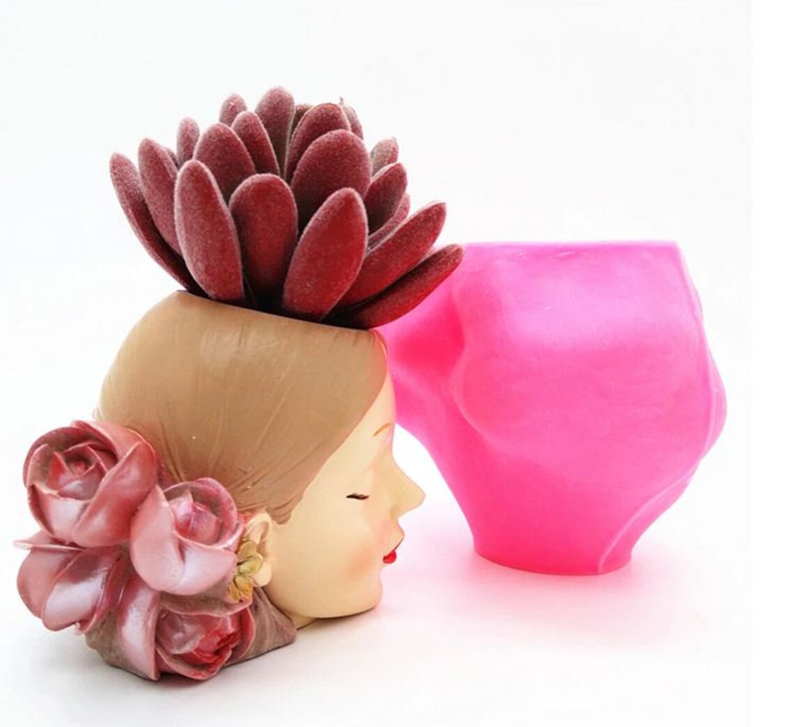 3D rose Blume Frau Kopf Silikonform Blumentopf Form Kerze Etsy.de