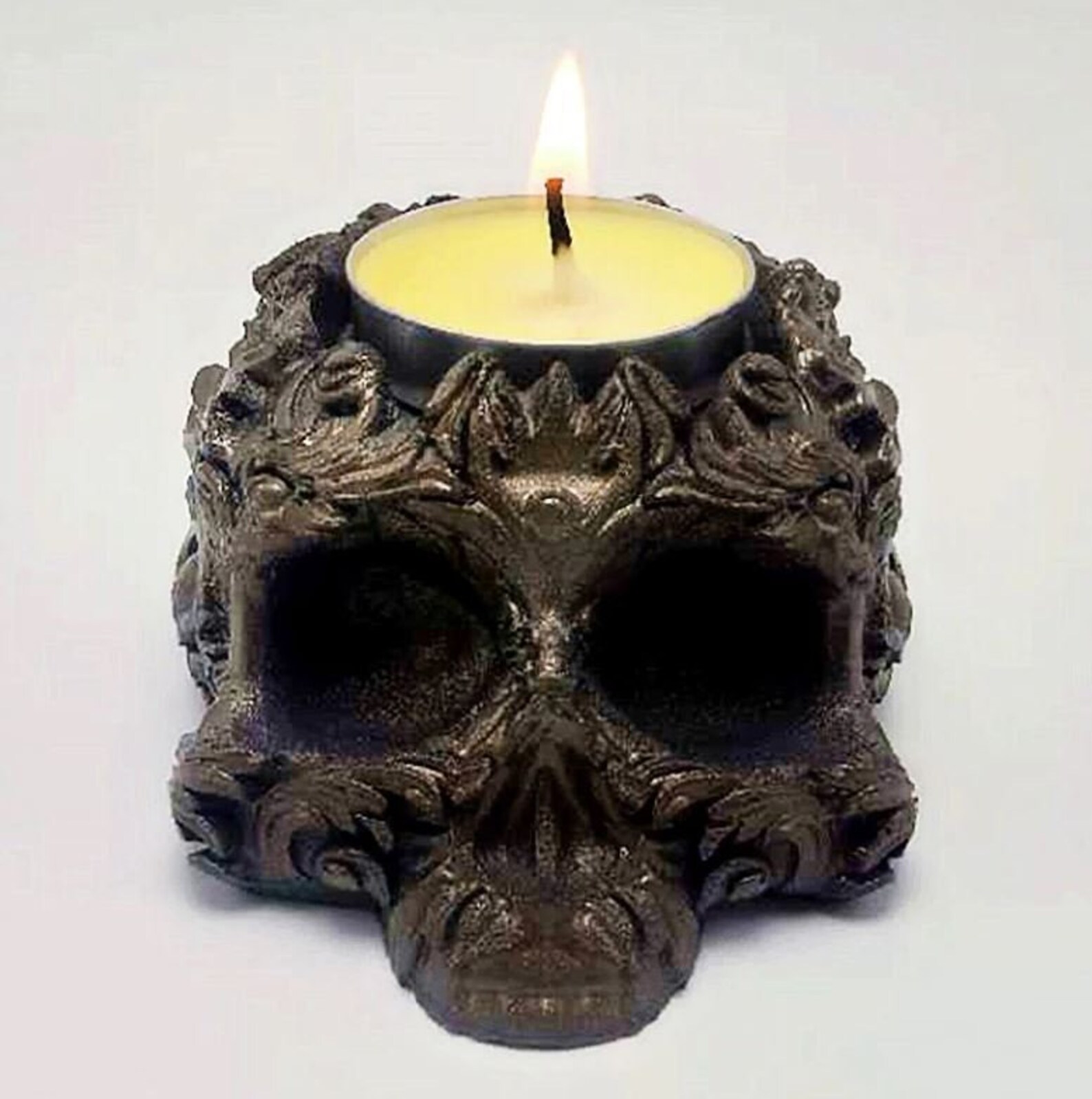 3D exquisite embossed skull candle holder silicone mold Etsy